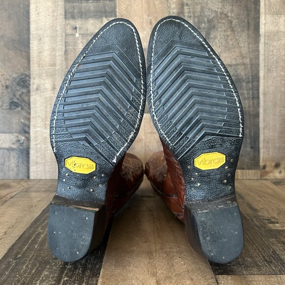 Dan Post Brown Teju Lizard Vibram Sole Moto Cowboy Boots Mens 9.5 D - Picture 4 of 12